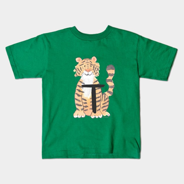 T is for Tiger Kids T-Shirt by littlebigbit